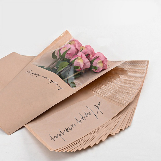 길그리 크라프트 봉투형 꽃다발 포장지 20p, 02 핑크, 1개