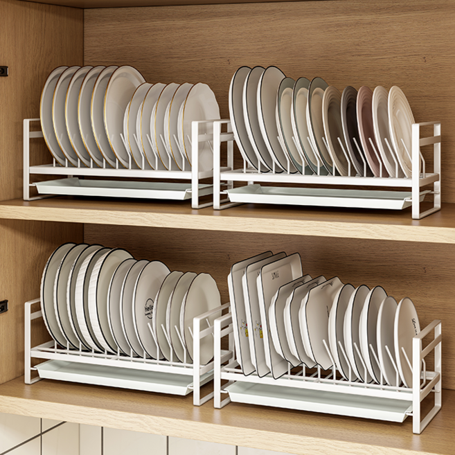 쓰리오브어스 견고한 접시 그릇 정리 건조대, 화이트 그릇건조대, 2개