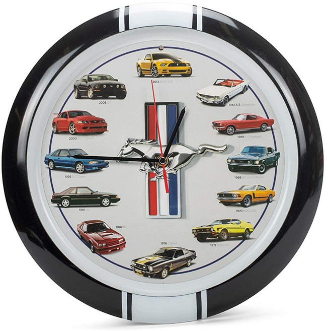 Mark Feldstein Associates History of Mustang Sound 벽시계 33cm13인치 레드, 블랙
