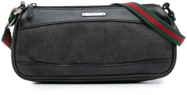 구찌 중고 2000-2015 웹 데님 숄더 백