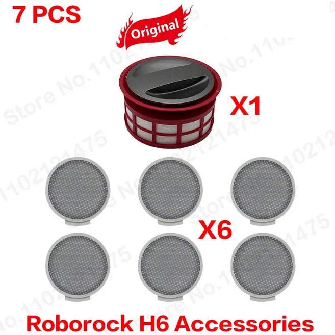 샤오미 Mijia SCWXCQ01RR HEPA 포스트 필터 진공 청소기 액세서리 용 기존 로보락 H6 사이클론 멀티 콘 필, 01 H6 7 pcs