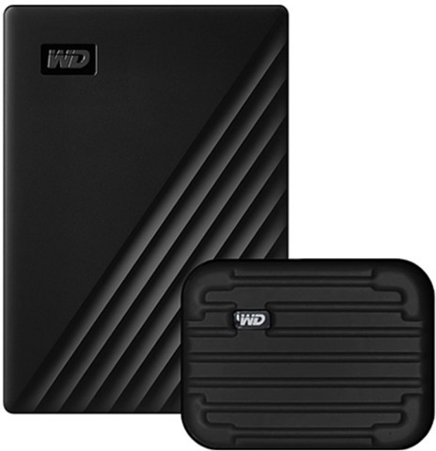WD New My Passport 휴대용 외장하드 + 파우치 세트, 6TB, 블랙