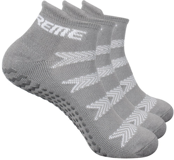 피트엑스 피트니스용 논슬립 스포츠 파일양말 3매세트 / 필라테스할 때나 일상생활에서도 절대 안미끄러져요, 그레이, 3개