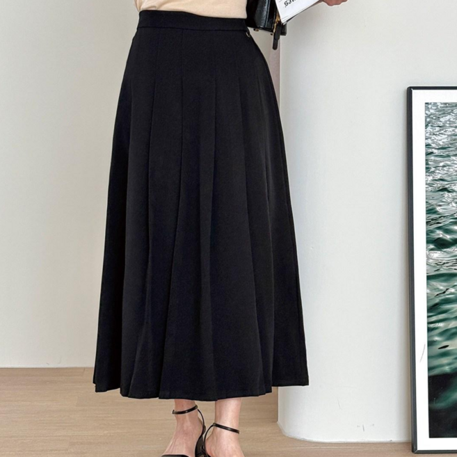 로인트 플레어 핀턱 롱스커트 (3color)