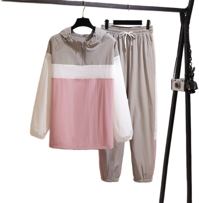 Ogfaour 새로운 2026 봄 가을 플러스 사이즈 스포츠 세트 여성용 대형 느슨한 핑크 까마귀와 긴 바지 트레이닝 복 3xl 4xl 5xl 6xl 7xl