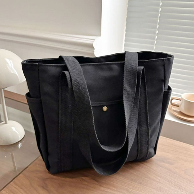 더블포켓 빅사이즈 에코백 데일리 캔버스 숄더백