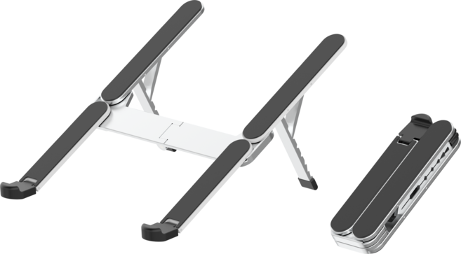 MTO 접이식 휴대용 알루미늄 노트북 거치대 (휴대용 파우치 포함), 1개, 실버그레이