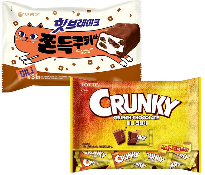 핫브레이크 쫀득쿠키바 352g x1개+미니 크런키 171g x1개, 1세트, 523g