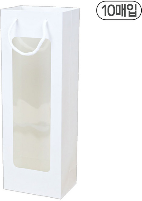 세모쇼핑백 투명창 와인쇼핑백 긴 세로쇼핑백 윈도우 와인백 샴페인 양주 선물 포장백 와인 종이가방, @10매입@, 화이트