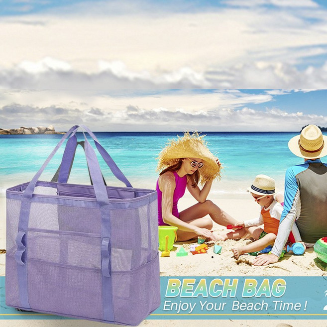 레오큐 대형 메쉬가방 수영장 물놀이 비치백