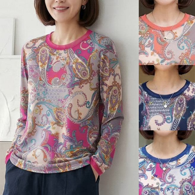 로즈맘 엄마옷 로즈맘 아르떼페이즐리배색티셔츠