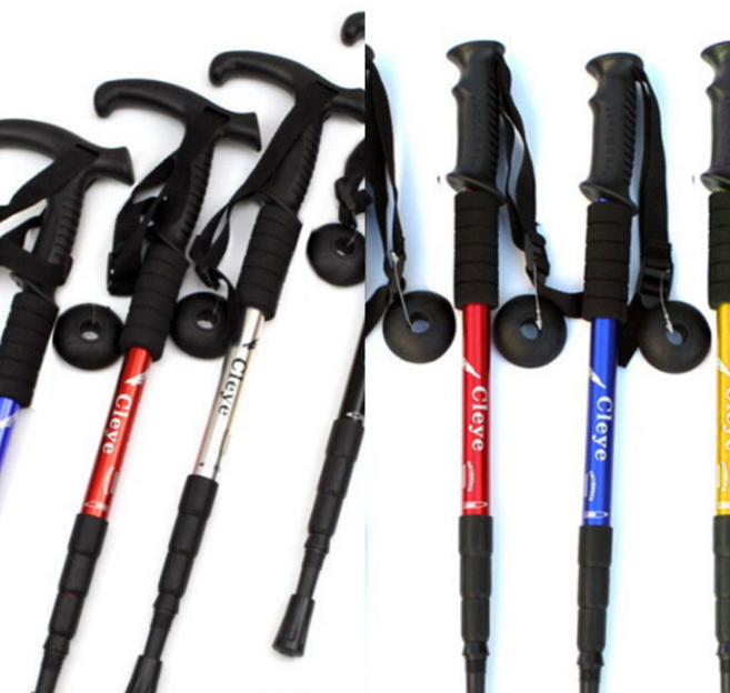 등산스틱 4단 접이식 듀랄루민 등산용 경량 폴대 트레킹폴 스틱 지팡이 노르딕워킹 파우치포함, 레드, 1개