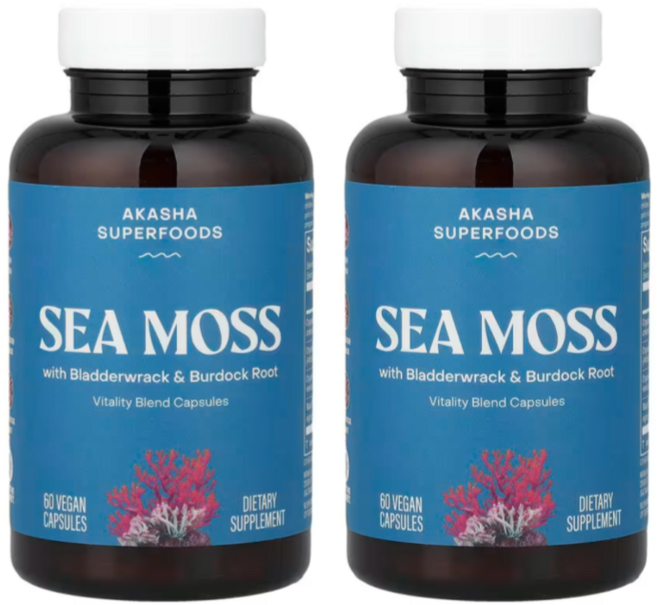 Akasha Superfoods 슈퍼푸드 해조씨모스 캡슐, 2개, 60정