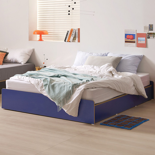 웰퍼니쳐 브릭 E0 무헤드 벙커 수납 침대 프레임, 아이보리+우드엣지, 브릭 무헤드 S