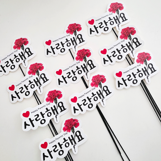 카네이션 미니픽 어버이날 스승의날 꽃다발 꽃바구니 미니토퍼, 10개