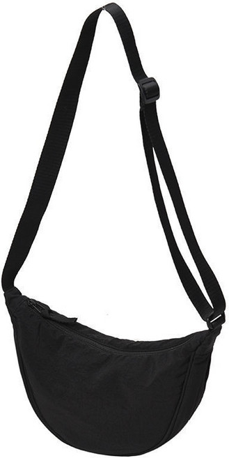 半月斜背包 - 時尚簡約 輕巧方便 日常百搭, 黑色