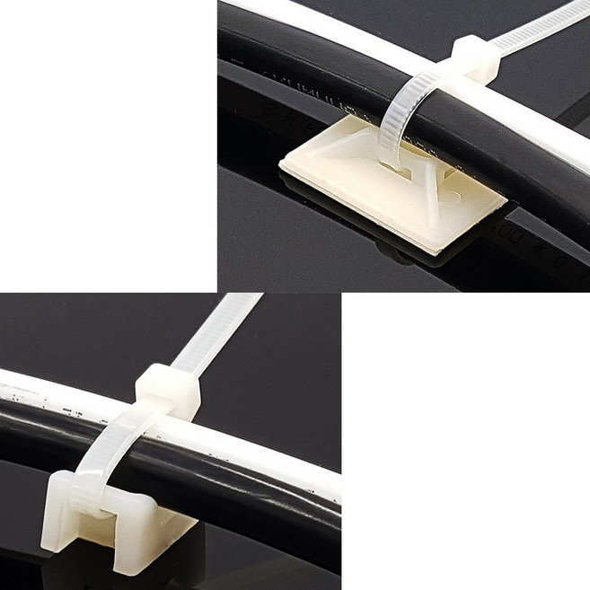 타이마운트 케이블정리 케이블타이마운트 선정리 피스고정식 접착식 검정 백색, 1개