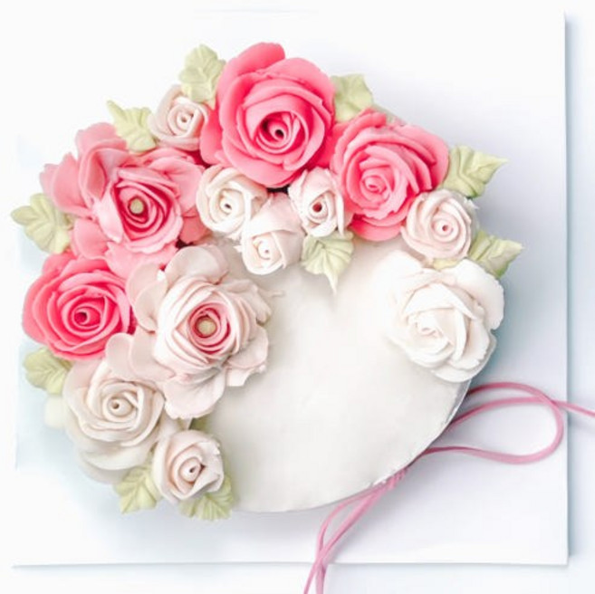 하하남 앙금 플라워 떡 케이크 장미러넌 크레센트 떡 케이크 (미니 1호 2호), 300g, 1개