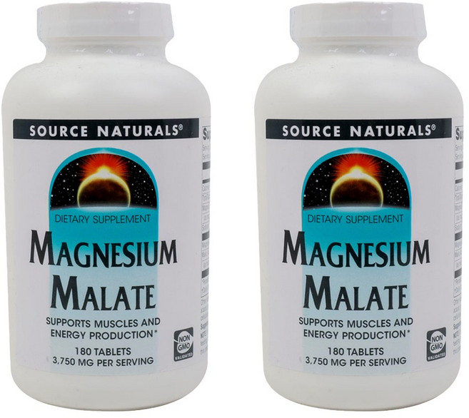 SOURCE NATURALS 蘋果酸鎂錠, 180顆, 2罐