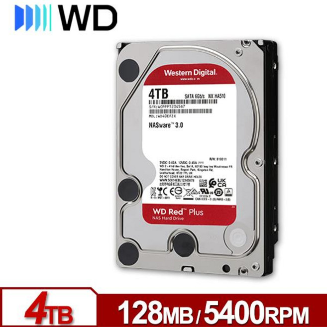 WD 4TB 3.5吋 NAS硬碟, WD40EFZZ, 1GB