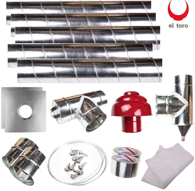 엘토로스파이럴연통02 세트 125mm 난로 연통 부자재, 엘토로스파이럴연통02세트125mm