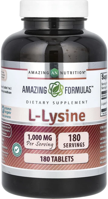 건강챙기세요 Amazing Nutrition Amazing Formulas l-라이신 1000mg 180정 백살까지오래오래, AmazingNutritionAmazingFormula, 1개 - 쿠팡
