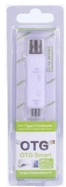 OTG Smart 3合1 Type-C 讀卡機, 白色, 1個, 多功能讀卡機