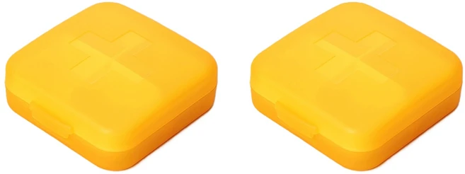 미소데이샵 휴대용 알약 케이스 4구 2p 반투명, 옐로우, 1세트 - 쿠팡