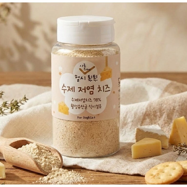 헬시톡톡 수제 저염 치즈 파우더 강아지 편식 입맛 잡는 마법가루 유산균 토핑, 120g, 1개