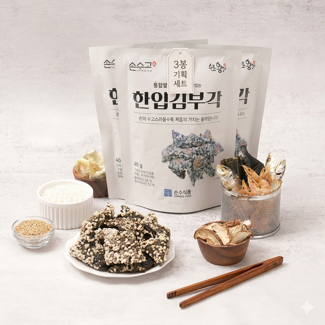 손수식품 손수고 한입 김부각, 40g, 3개