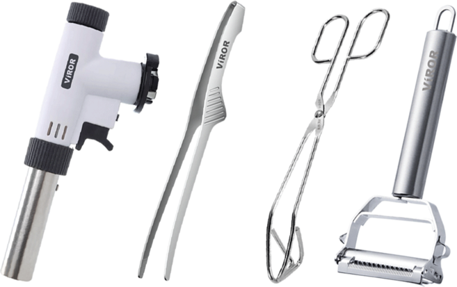 비로르 가스 토치+요리 핀셋+가위형 집게+멀티 채칼, 1세트