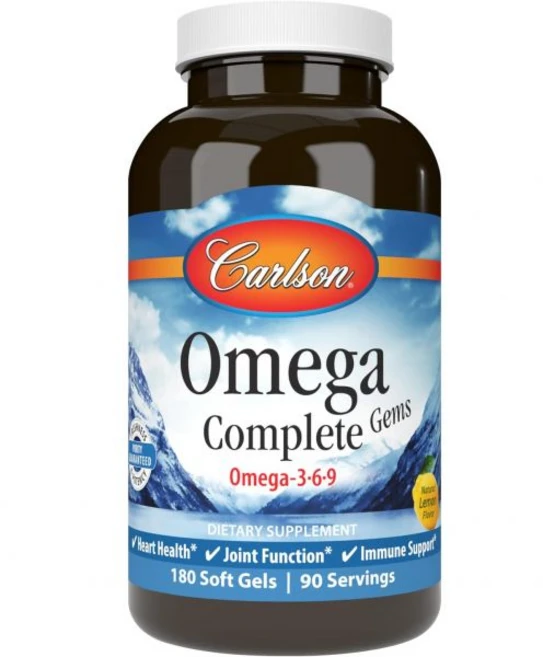 Carlson - Omega Complete Gems Omega-3-6-9 Wild Caught Sustainably Sourced Heart Health Joint, 180 Softgels, 1개, 180정 - 쿠팡