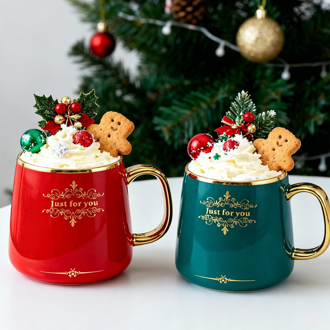 홍쇼핑 로얄 머그컵 세트 홈카페 감성 이쁜 커피잔 선물용 카페 감성컵 답례품 커피잔 도자기컵 집들이선물 인스타 컵, 빨강,파랑, 1세트