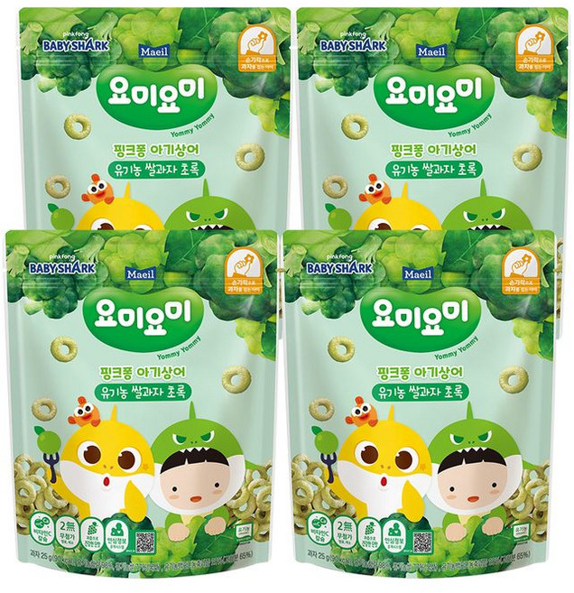 매일 요미요미 유기농 쌀과자 초록 2단계, 유기농쌀과자초록, 25g, 4개