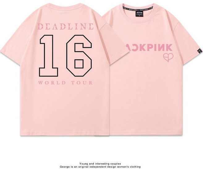 BLACKPINK 巡演周邊紀念應援短袖T恤, 1個, 粉紅色 短袖-01 BLACKPINK16號M 建議120-140斤