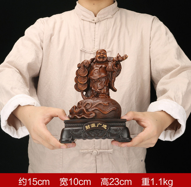 彌勒佛擺件佛像, 檀木色1833