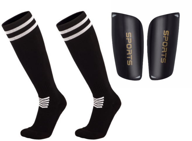 고학년 축구양말 +신가드 세트 1+1 (신발 220~240mm), 1세트, 블랙