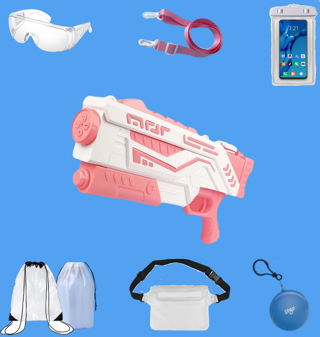 워터밤 파티 물총 올인원 세트 워터건 물총끈 포함 패키지, 핑크세트, 1개