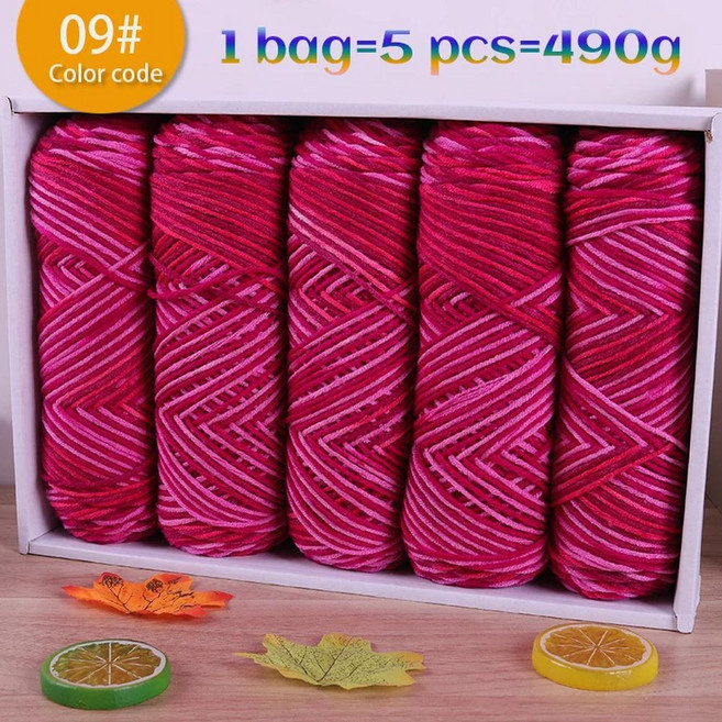 면사 뜨개실 490g 다채로운 섹션 염색 얼룩진 5가닥 원사 공 멀티 컬러 손으로 짠 가을 및 겨울 패, 9)09 Rose Flower