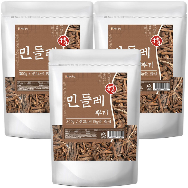 건강중심 국산 민들레 뿌리 차, 3개, 300g