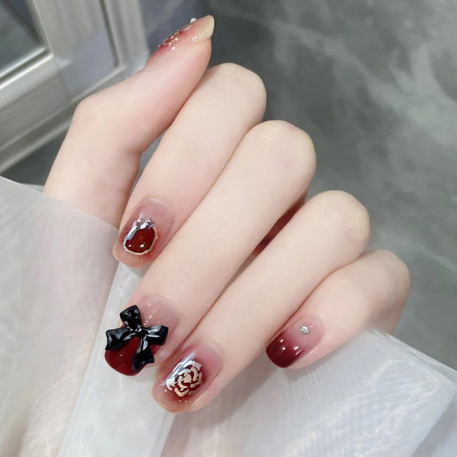 뷰티 네일팁 셀프 네일 아트 웨딩 붙이는 네일팁 인조손톱 18종 24Px2 48p 1st, 06네일팁 x 2개