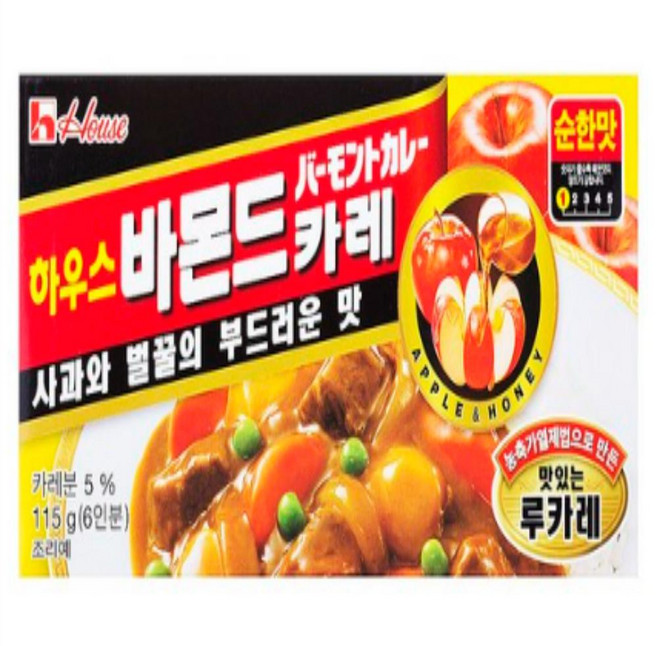 농심 하우스 바몬드카레 순한맛, 115g, 4개