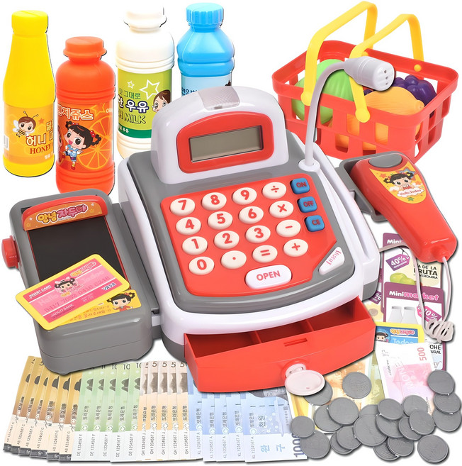 안녕자두야 슈퍼 빅 마이크 계산대 소꿉놀이, 레드, 1개