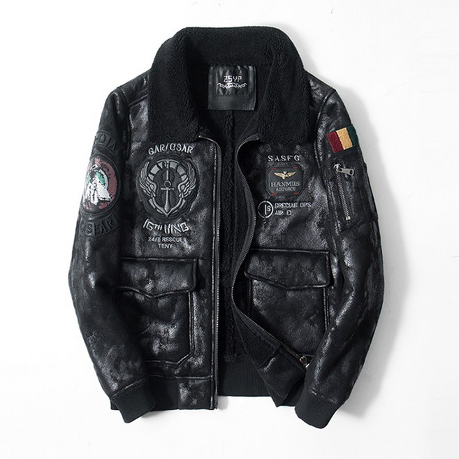100643 남자무스탕 자수 무스탕 가죽 남자 2019ma1미국 항공 가죽자켓 남자단발 외투 싸이클자켓