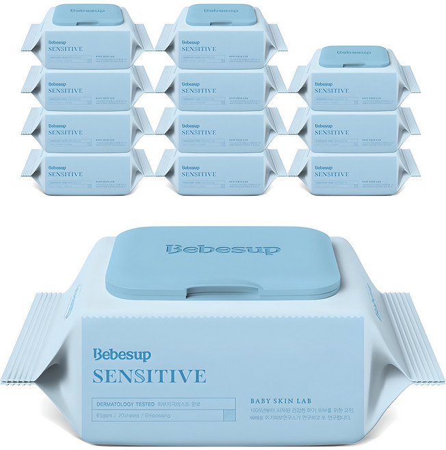 베베숲 센시티브 엠보싱 물티슈 휴대캡형, 65g, 20매, 12개