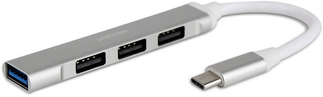 유니콘 A타입 4포트 무전원 알루미늄 USB허브 MH-400A, 메탈, 1개