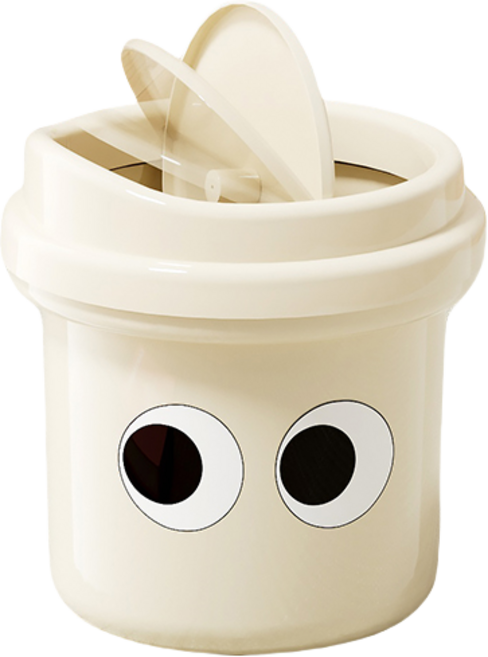 유포유 엠토이 귀여운 이모티콘 휴지통 소형 12L DA1380, 크림 화이트
