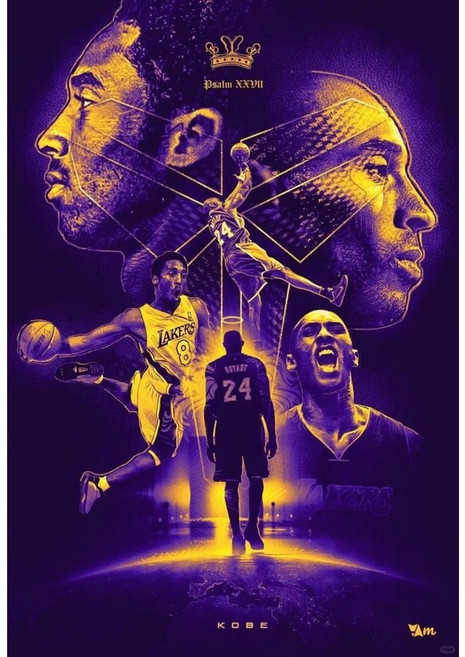 Kobe科比海報 NBA籃球明星宿舍臥室床頭裝飾畫, 1個, 科比海報-340x60cm