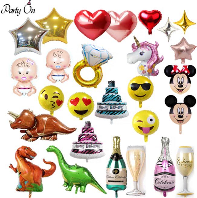 파티온 모양은박풍선모음, 다이아 반지풍선-골드