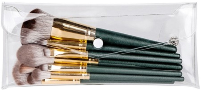 투명 PVC 화장품파우치 지퍼형 브러쉬수납 여행정리백 중형